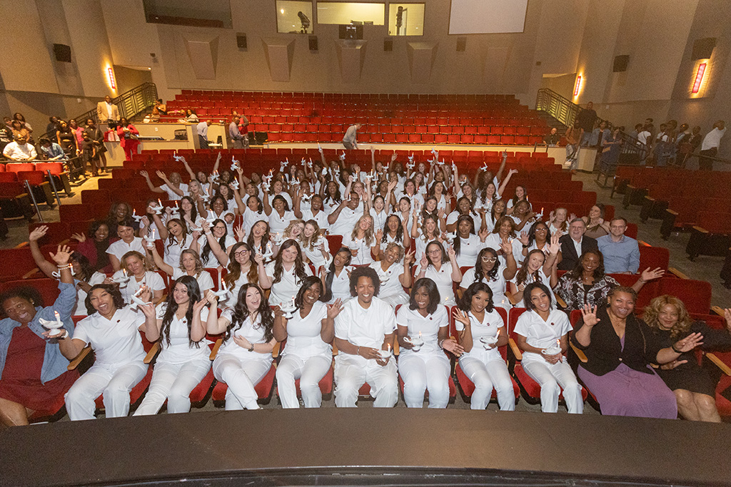 Graduates celebrating at the 2025 BRCC Pinning Ceremony
