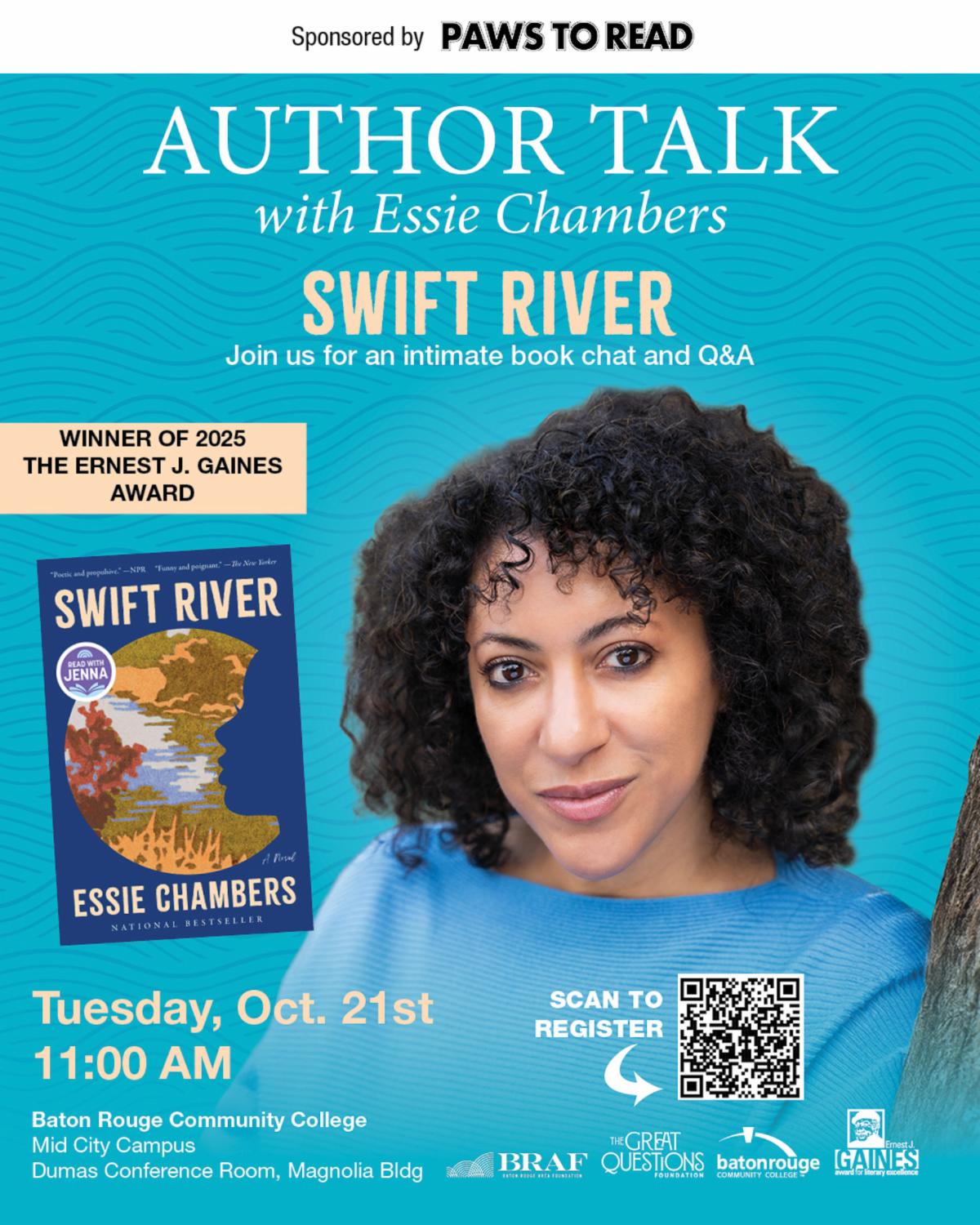 Paws to Read  Author Talk with Essie Chambers  Dumas Room - Magnolia Building  11 a.m.