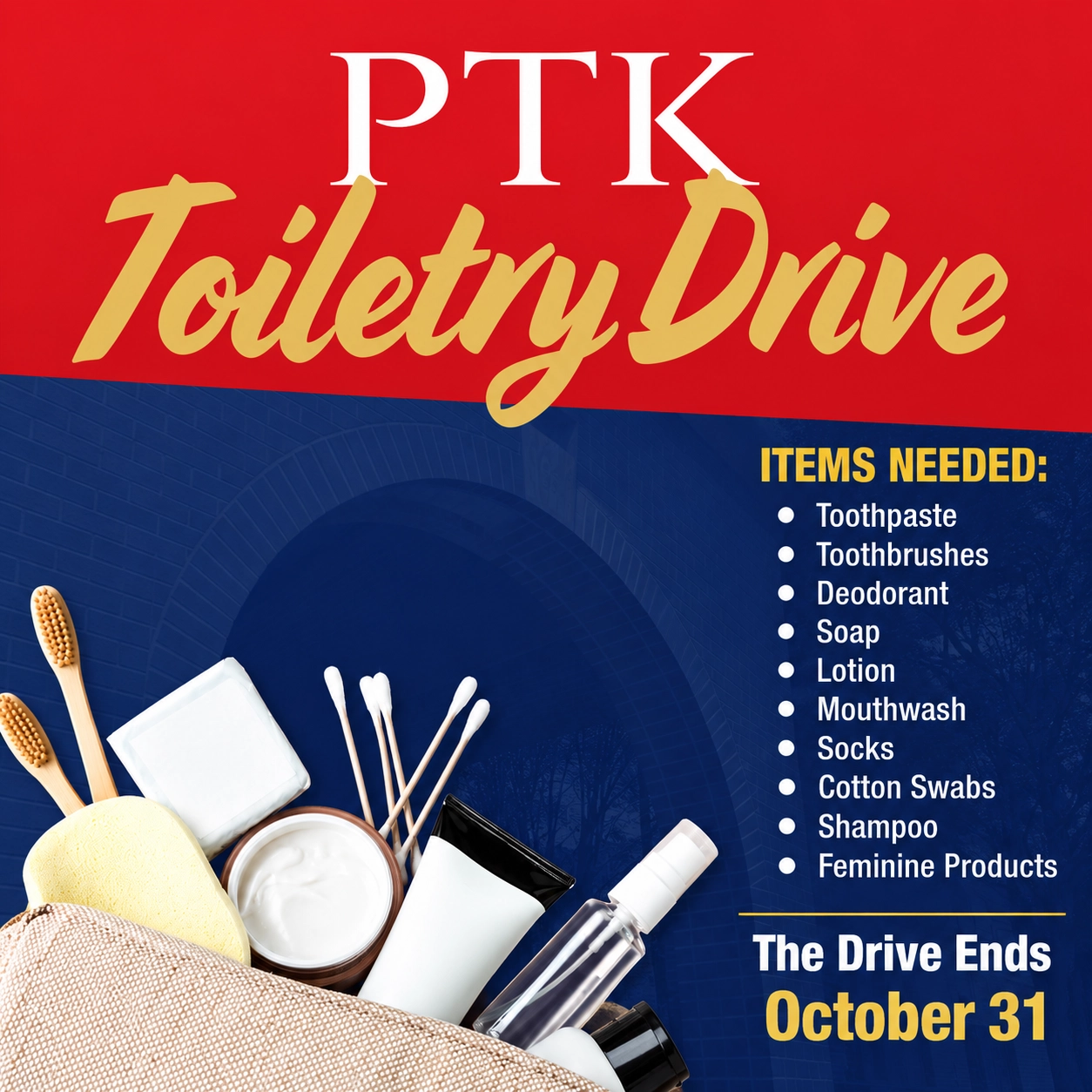 PTK Toiletry Drive poster