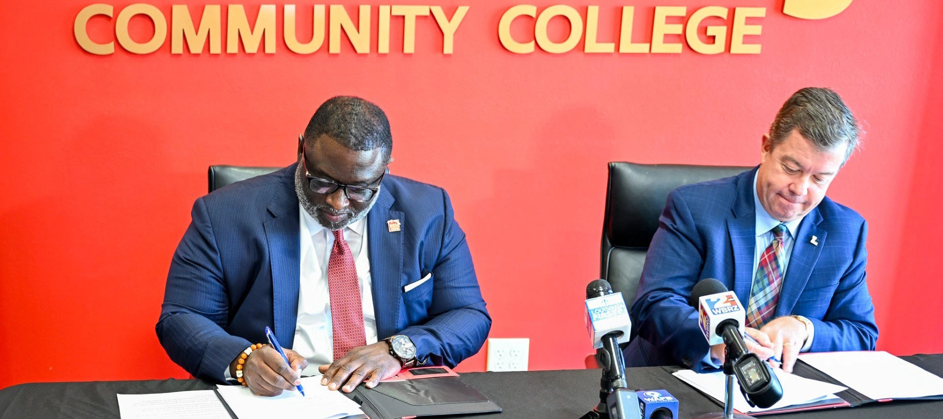 Photos from today's signing between BRCC and Loyola University are attached. BRCC Chancellor Willie E. Smith Sr. and Loyola University Provost and Senior Vice President for Academic Affairs Thomas A. Chambers signed the Memorandum of Understanding Wednesday at BRCC's Mid City campus.
