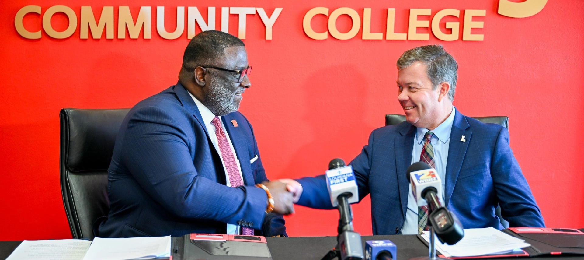 Photos from today's signing between BRCC and Loyola University are attached. BRCC Chancellor Willie E. Smith Sr. and Loyola University Provost and Senior Vice President for Academic Affairs Thomas A. Chambers signed the Memorandum of Understanding Wednesday at BRCC's Mid City campus.