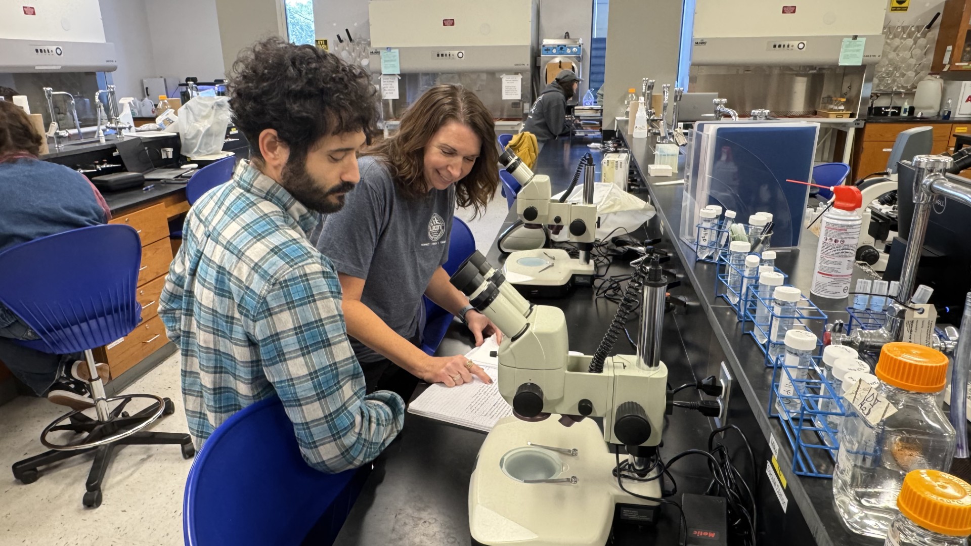 professor Mary Miller with sponge research student