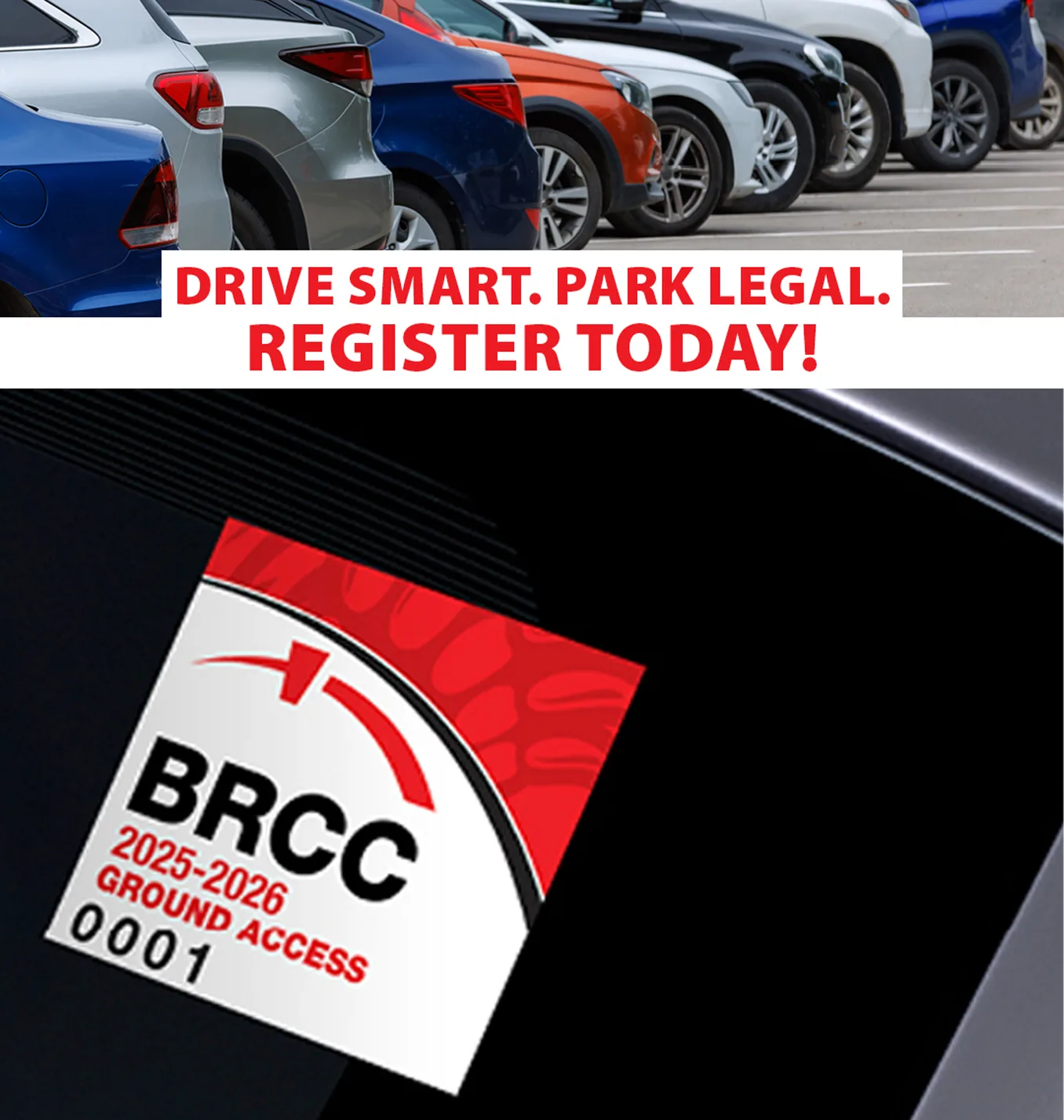 BRCC has new parking decals (replacing hangtags)!