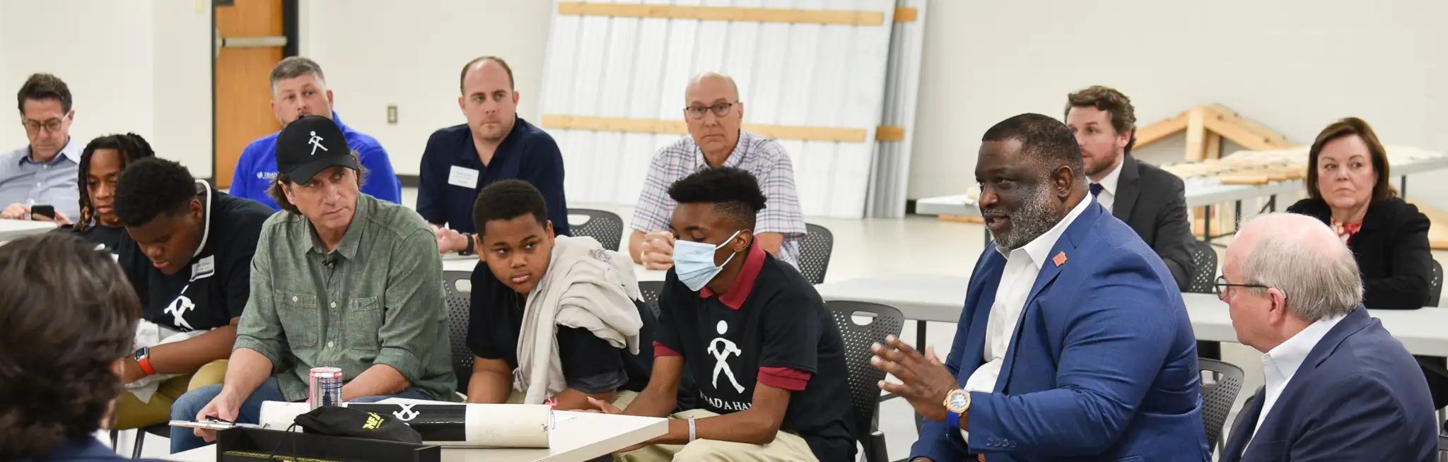 Baton Rouge Community College Chancellor Dr. Willie E. Smith discusses the Construction Management program at BRCC and welcomes Istrouma High School Students, master carpenter Perry Wilson and guests to the college.